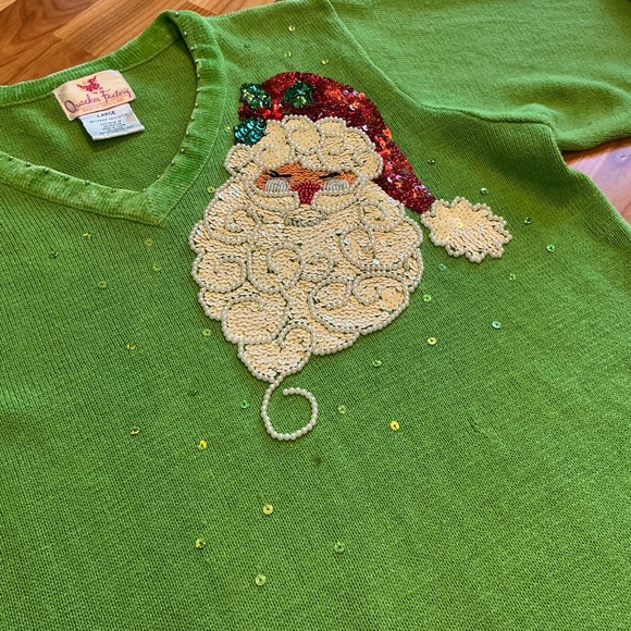 🎅🏼Vintage Quacker Factory Holiday Christmas Sweater – Large Santa - Picture 1 of 13